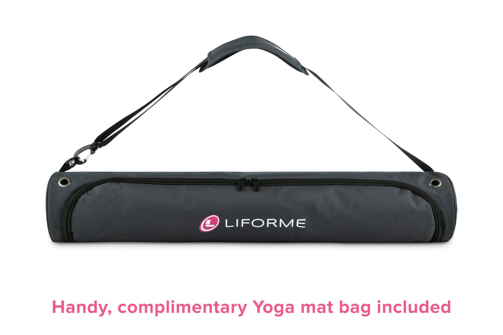 LIFORME Inked Travel Yoga mat – Free Yoga Bag, Patented Alignment System,  Warrior-Like Grip, Nonslip, Eco-Friendly and Biodegradable