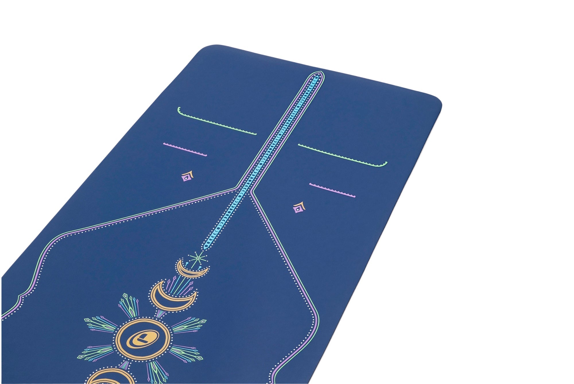 Detailed view of the Liforme Cosmic Moon Yoga Mat - Dusk Blue